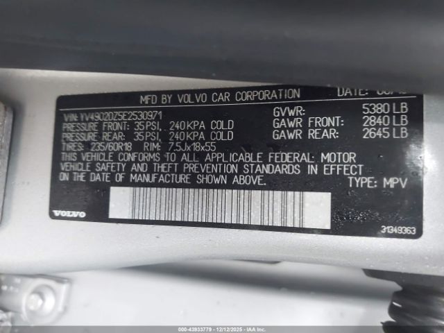 2014 VOLVO XC60 YV4902DZ5E2530971 Photo 8