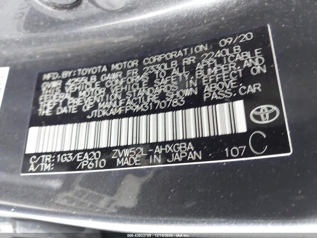 JTDKAMFP9M3170783 Toyota Prius Prime Xle