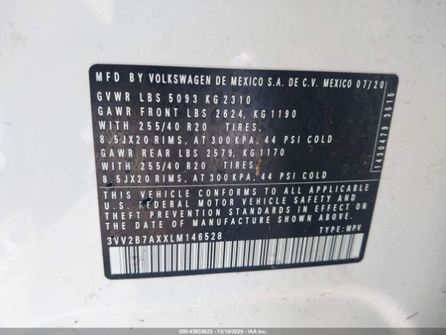 2020 VOLKSWAGEN TIGUAN 3VV2B7AXXLM146528 Photo 8