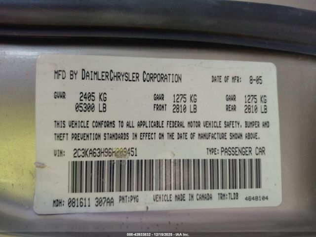 2006 CHRYSLER 300C 2C3KA63H96H209451 Photo 8