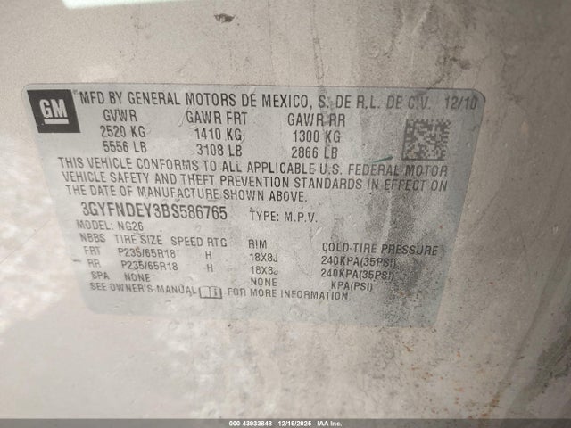 2011 CADILLAC SRX 3GYFNDEY3BS586765 Photo 8
