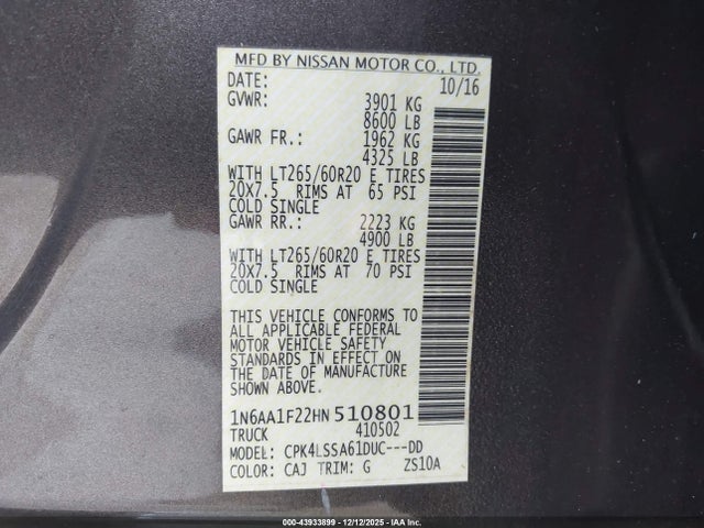 2017 NISSAN TITAN XD 1N6AA1F22HN510801 Photo 8