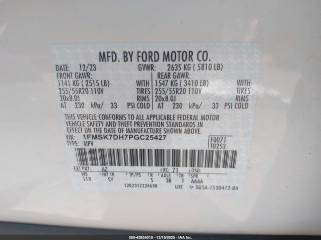 Ford EXPLORER XLT 2023 1FMSK7DH7PGC25427 Image 9