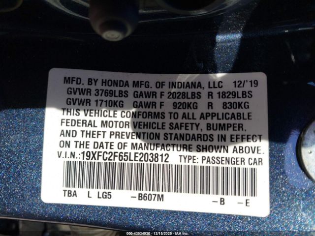 2020 HONDA CIVIC 19XFC2F65LE203812 Photo 8