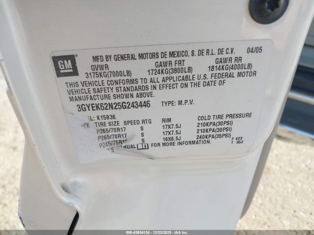 2005 CADILLAC ESCALADE EXT 3GYEK62N25G243446 Photo 8