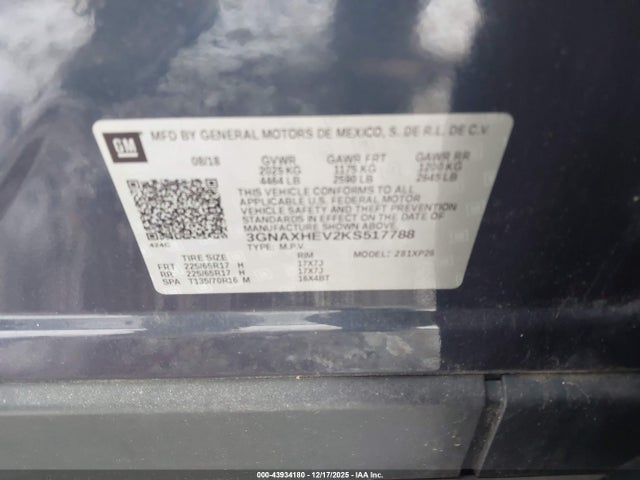 3GNAXHEV2KS517788 Chevrolet EQUINOX LS
