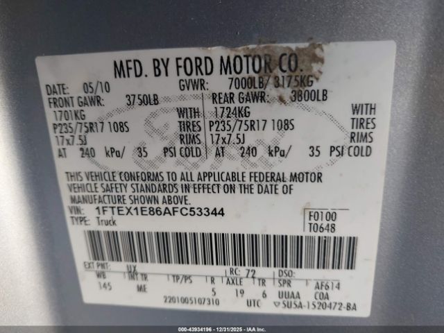 2010 FORD F-150 1FTEX1E86AFC53344 Photo 8