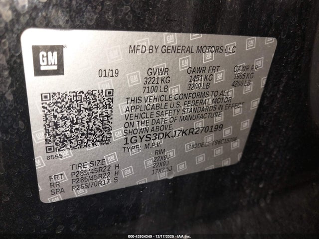 2019 CADILLAC ESCALADE 1GYS3DKJ7KR270199 Photo 8