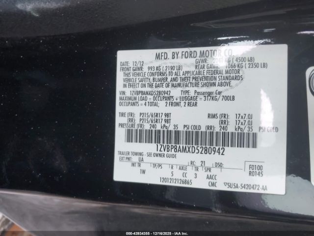 2013 FORD MUSTANG 1ZVBP8AMXD5280942 Photo 8