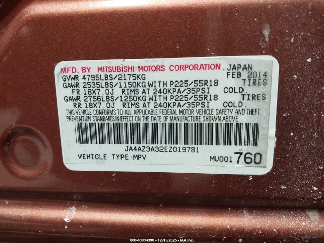 2014 MITSUBISHI OUTLANDER JA4AZ3A32EZ019781 Photo 8
