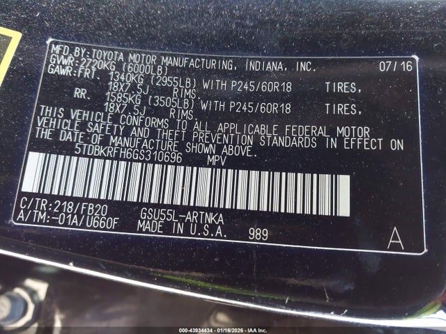 2016 TOYOTA HIGHLANDER 5TDBKRFH6GS310696 Photo 8