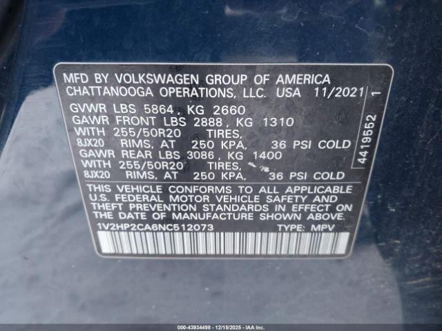 2022 VOLKSWAGEN ATLAS 1V2HP2CA6NC512073 Photo 8