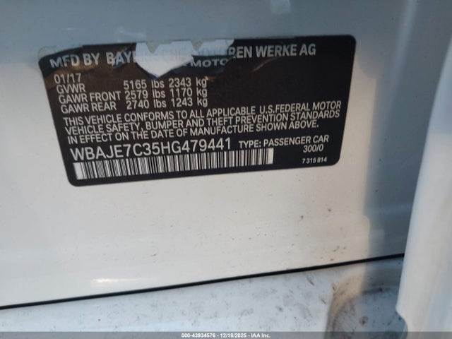 2017 BMW 540I WBAJE7C35HG479441 Photo 8