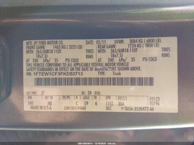 2015 FORD F-150 1FTEW1CF3FKD53713 Photo 8