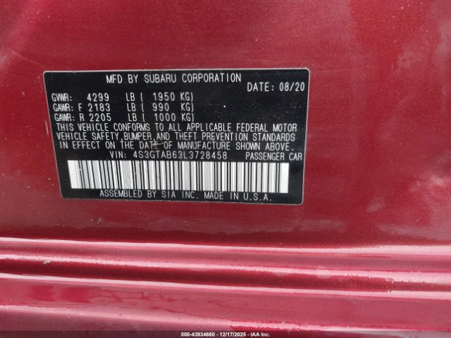 2020 SUBARU IMPREZA 4S3GTAB63L3728458 Photo 8