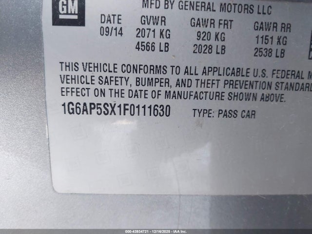 2015 CADILLAC CTS 1G6AP5SX1F0111630 Photo 8