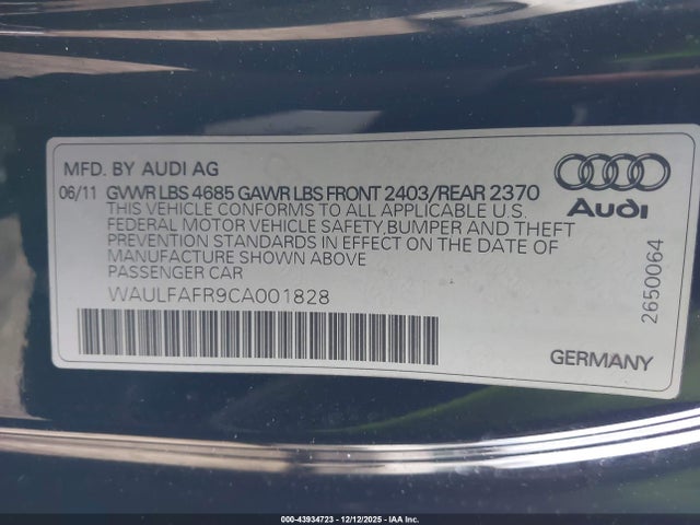 2012 AUDI A5 WAULFAFR9CA001828 Photo 8