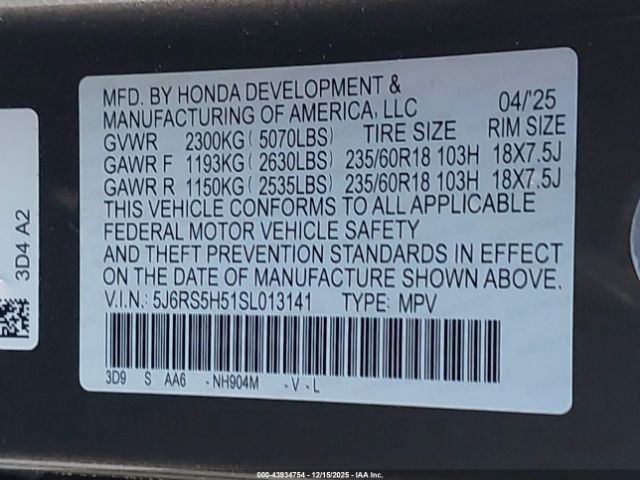 2025 HONDA CR-V HYBRID 5J6RS5H51SL013141 Photo 8