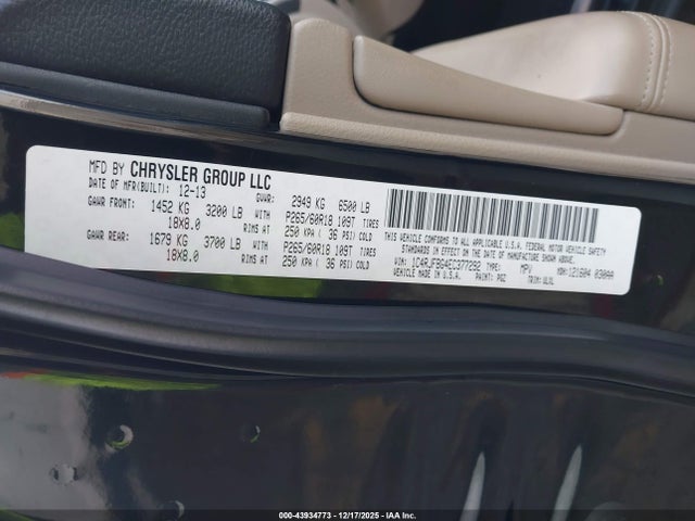 2014 Jeep Grand Cherokee Limited მანქანა იყიდება აუქციონზე, vin: 1C4RJFBG4EC377292, აუქციონის ნომერი: 43934773