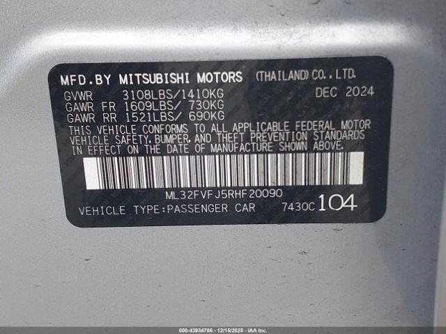 2024 MITSUBISHI MIRAGE G4 ML32FVFJ5RHF20090 Photo 8