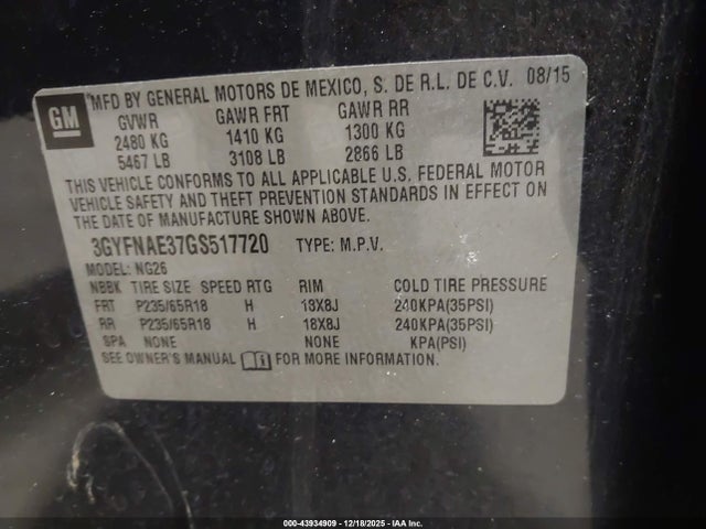 2016 CADILLAC SRX 3GYFNAE37GS517720 Photo 8