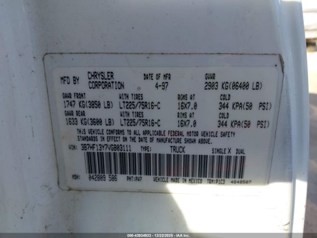 1997 DODGE RAM 1500 3B7HF13Y7VG803111 Photo 8