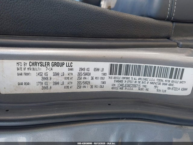 Продажа на аукционе авто 2014 Dodge Durango Citadel, vin: 1C4RDJEG6EC556715, номер лота: 43934996