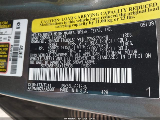 2010 TOYOTA TUNDRA 5TFDW5F18AX112938 Photo 8