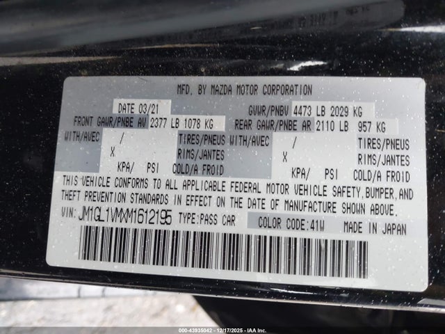2021 MAZDA MAZDA6 JM1GL1VMXM1612195 Photo 8