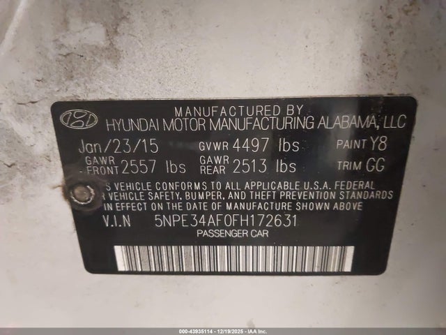 Hyundai Sonata Limited 2015 5NPE34AF0FH172631 Image 9