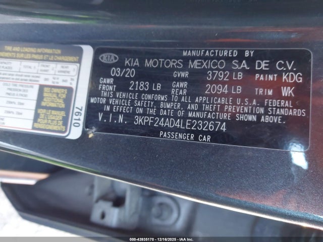 KIA Forte Lxs 2020 3KPF24AD4LE232674 Image 9