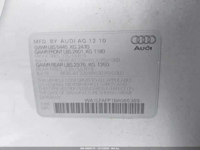 2011 AUDI Q5 WA1LFAFP1BA065369 Photo 8