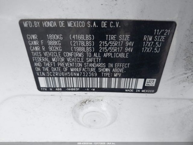 2022 HONDA HR-V 3CZRU6H56NM732369 Photo 8