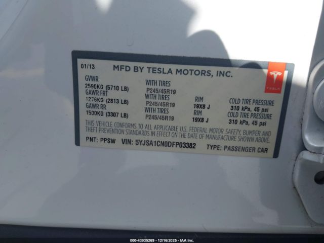 2013 TESLA MODEL S 5YJSA1CN0DFP03382 Photo 8