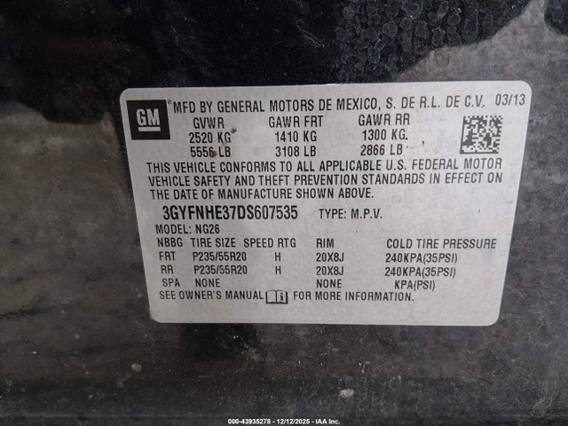 2013 CADILLAC SRX 3GYFNHE37DS607535 Photo 8