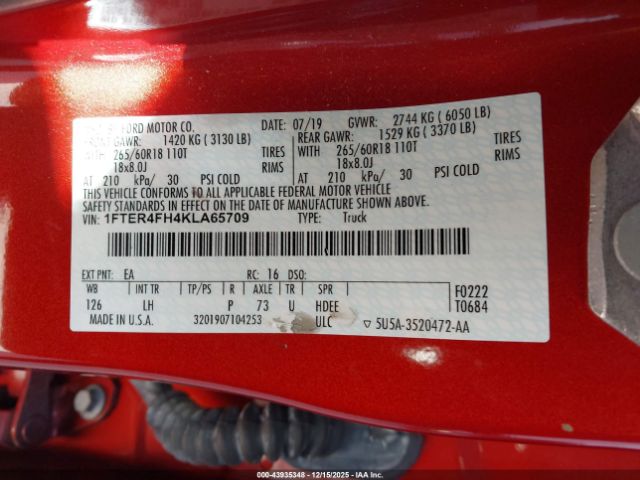 2019 FORD RANGER 1FTER4FH4KLA65709 Photo 8