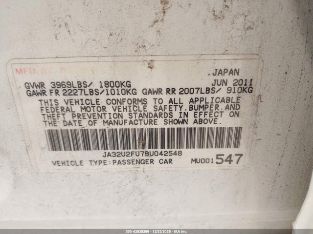 2011 MITSUBISHI LANCER JA32U2FU7BU042548 Photo 8