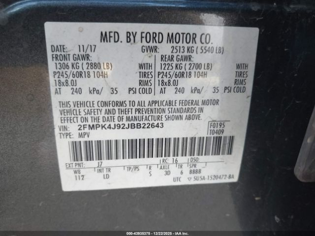 2018 FORD EDGE 2FMPK4J92JBB22643 Photo 8