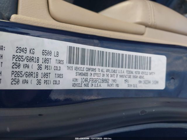 2015 JEEP GRAND CHEROKEE 1C4RJFBG6FC190962 Photo 8