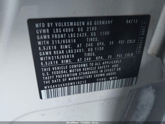 2013 VOLKSWAGEN TIGUAN WVGAV3AX0DW618212 Photo 8
