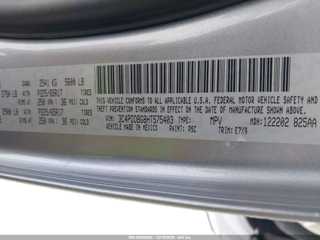 3C4PDDBG8HT575403 Dodge Journey Sxt Awd