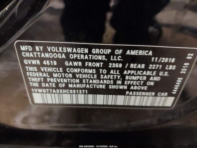 2017 VOLKSWAGEN PASSAT 1VWGT7A3XHC031271 Photo 8