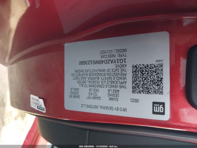 2021 CHEVROLET CORVETTE STINGRAY 1G1YA2D40M5123680 Photo 8