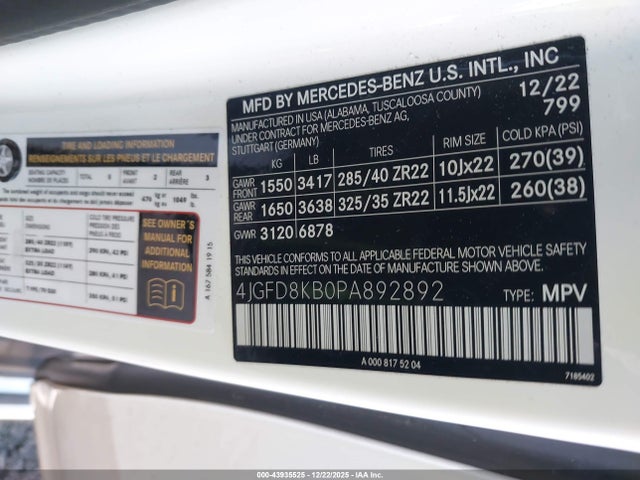 4JGFD8KB0PA892892 Mercedes-Benz Amg Gle 63 Coupe S 4matic