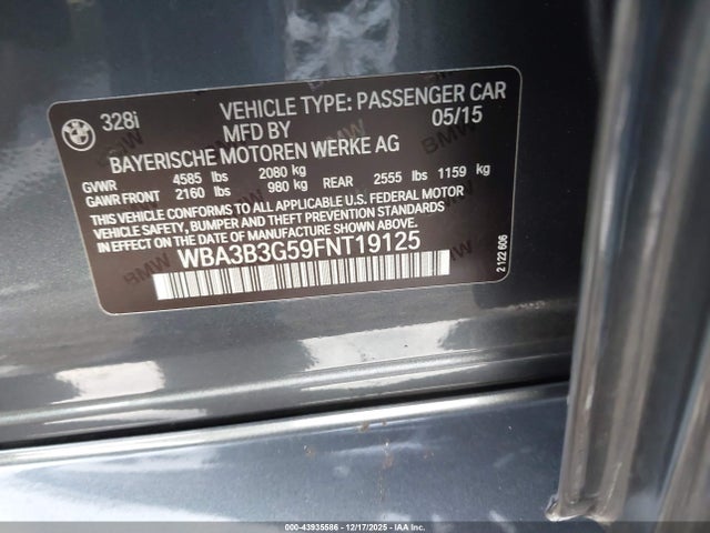 Продажа на аукционе авто 2015 Bmw 328i Xdrive, vin: WBA3B3G59FNT19125, номер лота: 43935586