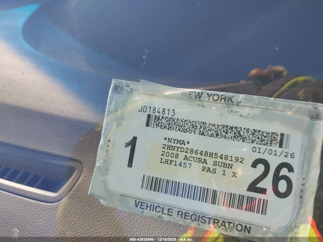 Auction sale of the 2008 Acura Mdx Technology Package, vin: 2HNYD28648H548192, lot number: 43935590