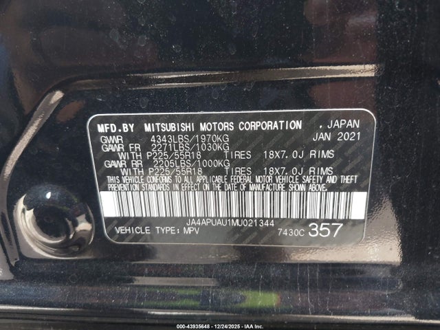 2021 MITSUBISHI OUTLANDER SPORT JA4APUAU1MU021344 Photo 8