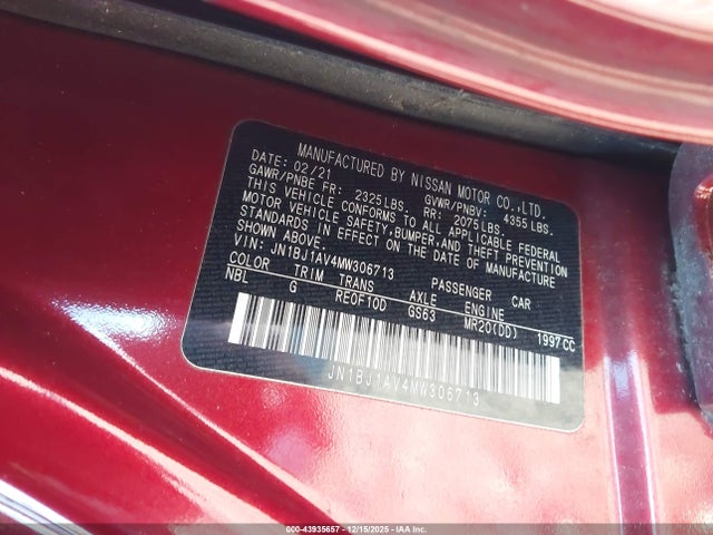 JN1BJ1AV4MW306713 Nissan Rogue Sport S Fwd Xtronic Cvt