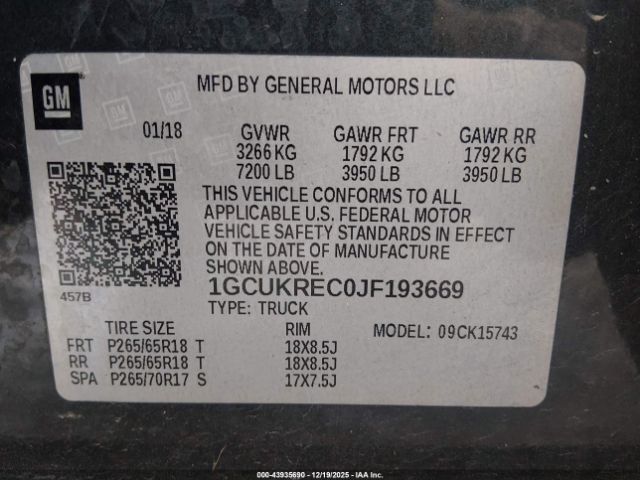 2018 CHEVROLET SILVERADO 1500 1GCUKREC0JF193669 Photo 8