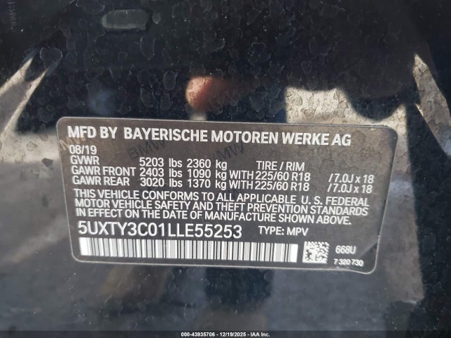 2020 BMW X3 5UXTY3C01LLE55253 Photo 8